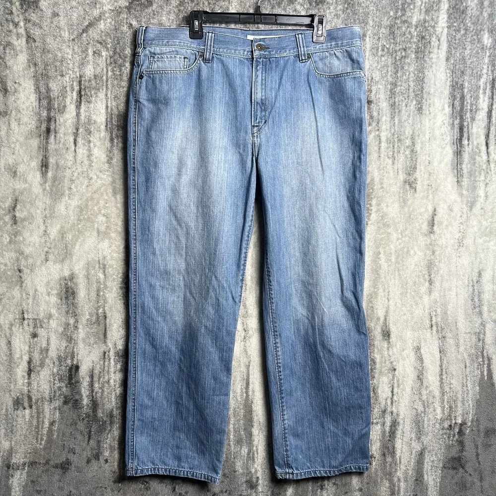 Vintage DKNY Blue Denim Jeans Men's Size 38x30 Embroidered Baggy Hip Hop Y2K
